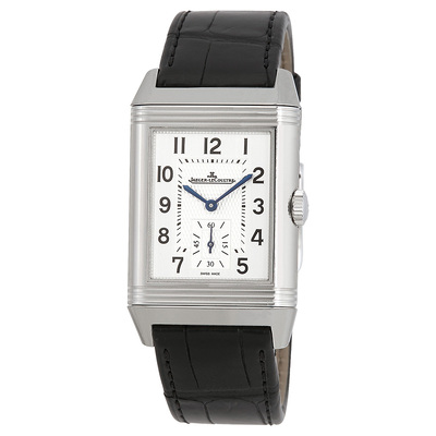 Pre-owned Jaeger-LeCoultre Reverso Classic Duoface Silver Dial Mens Watch Model Q3848420 (black, arb21776)