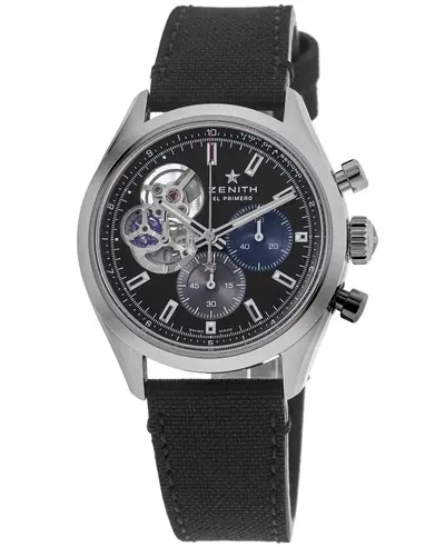 Zenith Chronomaster Open Black Dial Fabric Strap Men's Watch Model 03.3300.3604/21.C822 (black, arb9282)