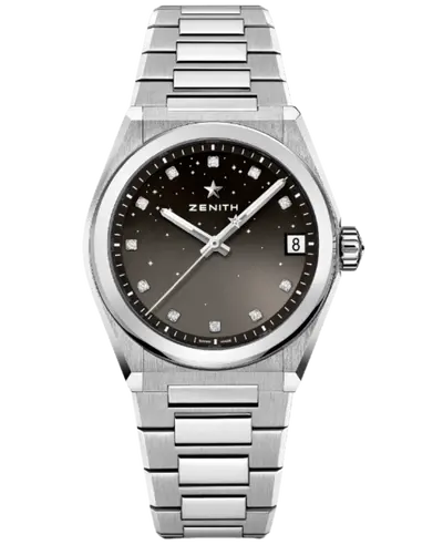 New Authentic Zenith Defy Women's Watch Model 03.9200.670/02.mi001 with Grey Diamond Dial and Steel Bracelet (arb9294)