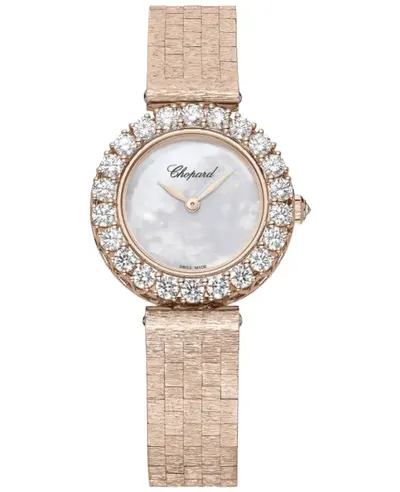 Chopard L'Heure Du Diamant 10A178-5301 Round Small Manual Winding Mother of Pearl Dial Diamond Bezel 18K Rose Gold Women's Watch (arb9334)