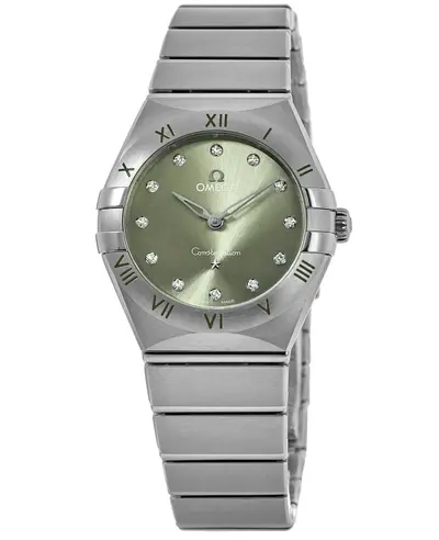 Omega Constellation Quartz 28 MM Women's Watch Model 131.10.28.60 - Green Diamond Dial Steel 131.10.28.60.60.001 (green, arb9379)