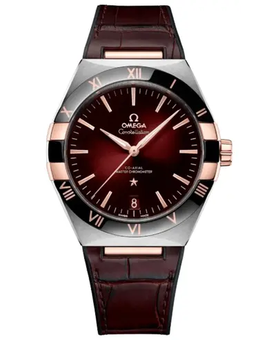 Omega Constellation Automatic Chronometer, Model 131.23.41.21.11.001 - Burgundy Dial, Sedna Rose Gold & Stainless Steel (arb9461)