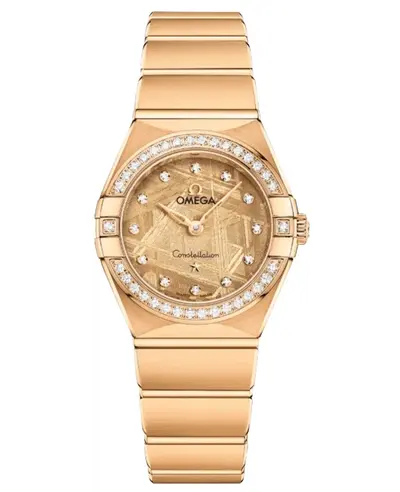 Omega Constellation 131.55.25.60.99.003 Women's Watch - Yellow Dial, Diamond Paved Bezel, 18K Yellow Gold (yellow, arb9523)