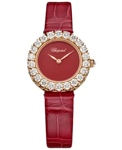 Chopard L'Heure Du Diamant 13A178-5308 Rose Gold Red Dial Diamond Bezel Women's Watch (red, arb9554)
