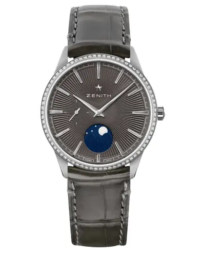 Zenith Elite Moonphase Automatic Grey Dial Diamond Bezel Women's Watch, Model 16.3200.692/03.c833 (arb9572)