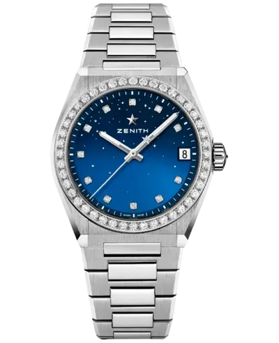Authentic Zenith Defy 16.9200.670/01.mi001 Blue Dial Diamond Steel Women's Watch (blue, arb9574)