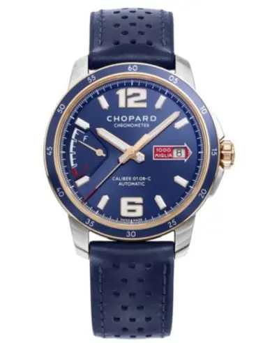 Chopard Mille Miglia GTS Azzurro Power Control Limited Edition Blue Dial Leather Strap Men's Watch Model 168566-6002 (blue, arb9609)