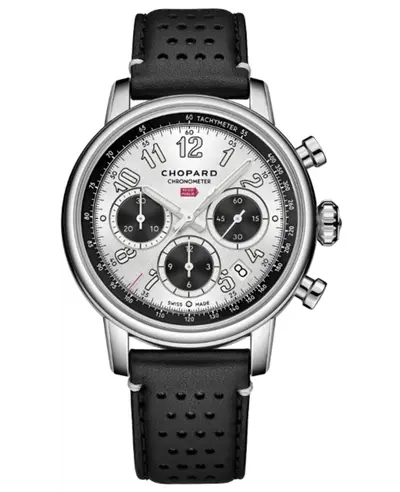 Chopard Mille Miglia Classic Chronograph Automatic Silver Dial Black Leather Strap Men's Watch Model 168619-3005 (arb9623)