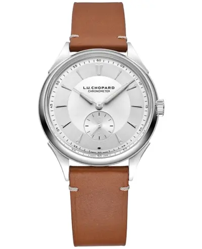 Chopard L.U.C Qualite Fleurier Automatic Silver Dial Leather Strap Men's Watch Model 168631-3001 (arb9626)