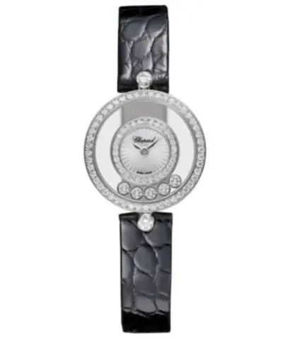 Chopard Happy Diamonds Icons Mother of Pearl Dial 18K White Gold Leather Strap Women's Watch Model No: 203957-1214 (arb9641)