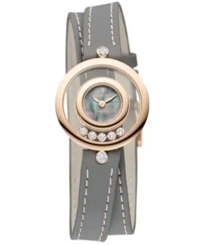 Chopard Happy Diamonds Icons Mother-of-Pearl 18K Rose Gold Leather Strap Women's Watch Model 209415-5003 (arb9660)