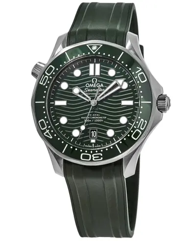 Authentic Omega Seamaster Diver 300M Automatic Chronometer with Green Dial and Rubber Strap - Model No: 210.32.42.20.10.001 (green, arb9700)