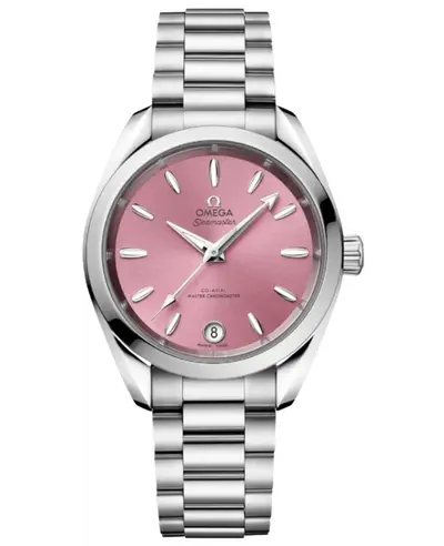 authentic omega seamaster aqua terra shades automatic chronometer 34mm pink dial steel women's watch model #22010342010003 220.10.34.20.10.003 (pink, arb9767)