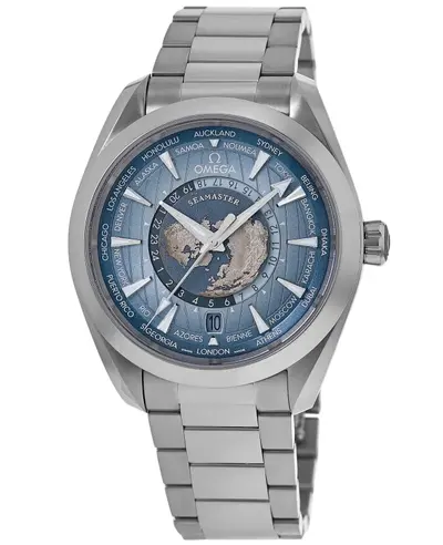 Omega Seamaster Aqua Terra 150M Automatic Worldtimer Summer Blue Dial Steel Men's Watch Model 220.10.43.22.03.002 (blue, arb9803)