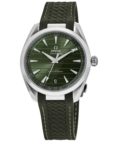 Omega Seamaster Aqua Terra 150m Model No. 220.12.38.20.10.001 Co-Axial Automatic Green Dial Rubber Strap Men's Watch (green, arb9807)