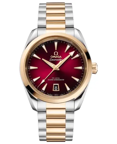 Omega Seamaster Aqua Terra 220.20.38.20.10.002 Master Co-Axial Automatic Red Dial Yellow Gold Steel (arb9840)