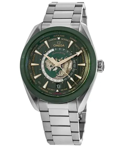 Omega Seamaster Aqua Terra 150m GMT Worldtimer Automatic Green Dial Steel Men's Watch Model 220.30.43.22.10.001 (green, arb9860)