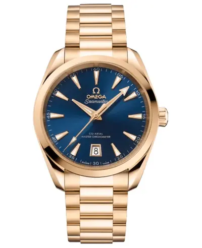Omega Seamaster Aqua Terra 150M Automatic Blue Dial 18K Yellow Gold Watch Model 220.50.38.20.03.001 (blue, arb9863)