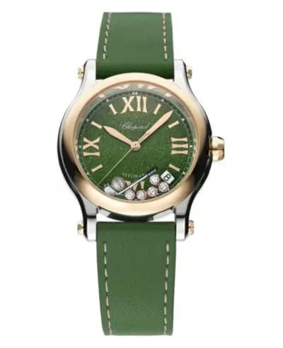 Chopard Happy Sport Medium Automatic 36mm Green Dial Leather Strap Women's Watch Model 278559-6022 (green, arb10002)