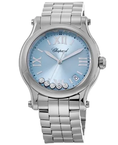 Chopard Happy Sport Medium 36mm Blue Diamond Dial Steel Women's Watch Model 278582-3008 (blue, arb10034)