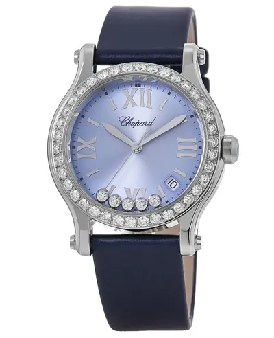 Chopard Happy Sport Medium Quartz Watch 36mm Blue Dial Diamond Bezel Ref.278582-3008-CDS (blue, arb10037)