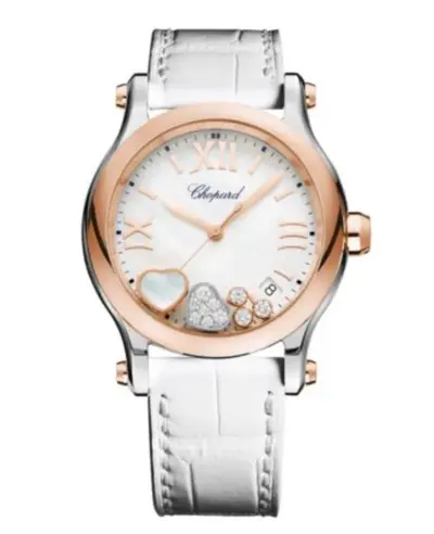 Chopard Happy Hearts Mother of Pearl Diamond Dial Gold Bezel Stainless Steel Women's Watch Model 278582-6009 (arb10050)