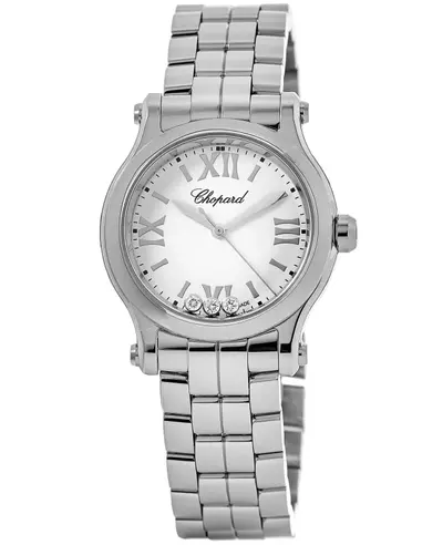 Chopard Happy Sport Women's Watch Model 278590-3002, 30mm Steel Dial with White Floating Diamonds (white, arb10056)