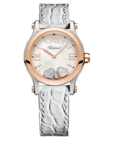 Chopard Happy Hearts Women's Watch Mother of Pearl Dial White Alligator Leather Strap Model 278590-6005 (arb10062)