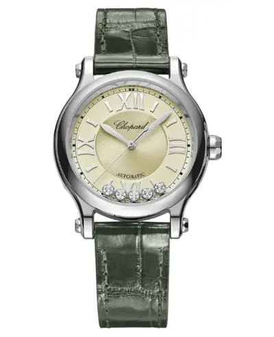 Chopard Happy Sport Automatic Model 278608-3010 Ivory Dial Grey Alligator Strap Women's Watch (arb10078)