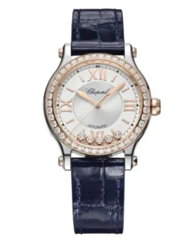 Chopard Happy Sport Automatic 33mm Silver Dial Diamond Bezel Women's Watch Model 278608-6003 (arb10081)