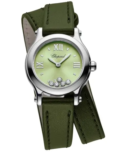 Chopard Happy Sport 25mm Green Diamond Dial Leather Strap Women's Watch - Model No. 278620-3005 (green, arb10092)