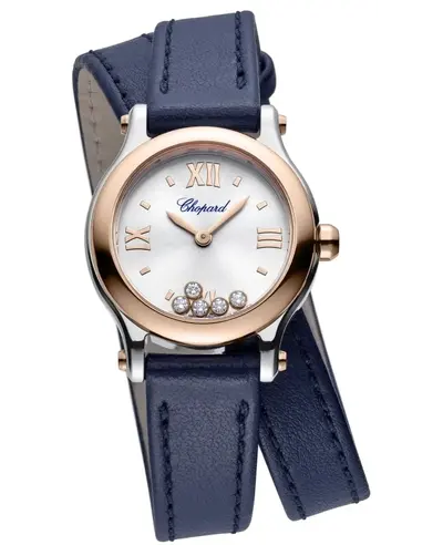 Chopard Happy Sport Watch Model 278620-6001, Silver Diamond Dial, Rose Gold Bezel (arb10093)