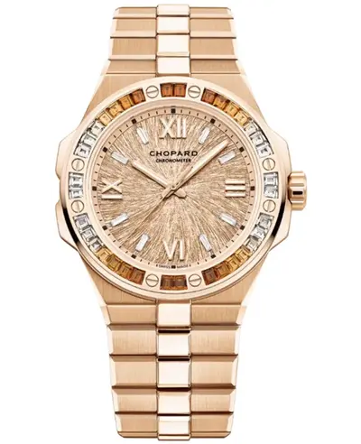 Chopard Alpine Eagle Large Automatic Pink Diamond Dial Sapphire Bezel 18K Rose Gold Men's Watch Model 295363-5013 (pink, arb10105)