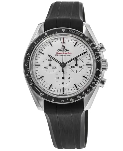 Omega Speedmaster Professional Moonwatch Manual Winding White Dial Black Rubber Strap Men's Watch - 310.32.42.50.04.001 (white, arb10170)