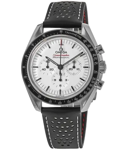 Omega Speedmaster Professional Moonwatch Men's White Dial Black Leather Strap Automatic Chronograph Watch 310.32.42.50.04.002 (white, arb10171)