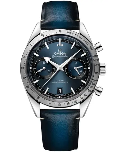 Omega Speedmaster '57 Blue Dial Leather Strap Men's Watch Model 332.12.41.51.03.001 (blue, arb10245)