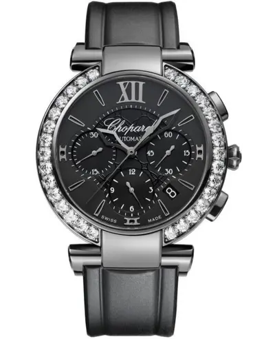 Chopard Imperiale Automatic Chronograph 40mm Black Dial Diamond Rubber Women's Watch Model 388549-3008 (black, arb10337)