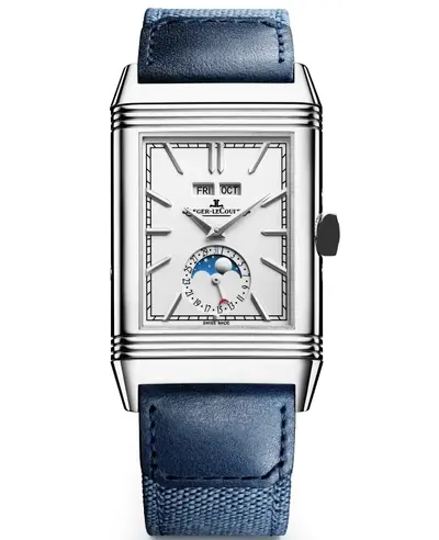 Brand New Authentic Jaeger LeCoultre Reverso Tribute Silver Dial Leather Strap Men's Watch Model 3918420 (arb10348)