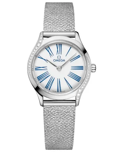 Authentic Omega De Ville Tresor Mini Quartz Watch Model 42815266004, White Dial Diamond Bezel 428.15.26.60.04.002 (white, arb10468)