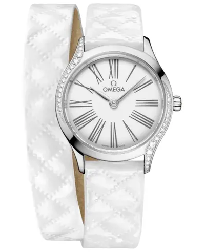 Authentic Omega De Ville Tresor Mini Quartz White Dial Diamond Bezel Women's Watch Model 428.17.26.60.04.008 (white, arb10470)