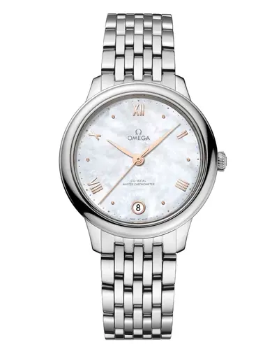 Omega De Ville Prestige Co-Axial Master Chronometer 34mm Automatic Mother of Pearl Dial Steel Women's Watch Model: 434.10.34.20.05.001 (arb10519)