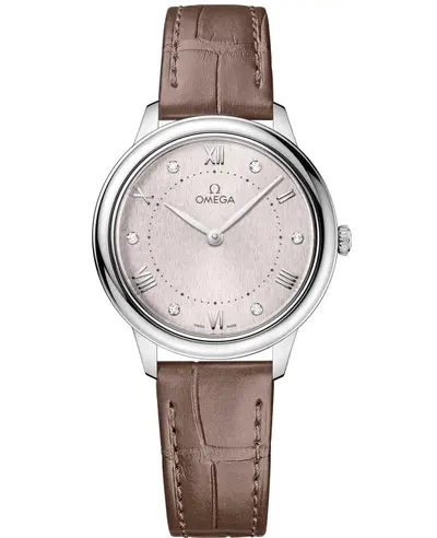 Omega De Ville Prestige Quartz 30mm Rose Diamond Dial Taupe - Model 43413306052 434.13.30.60.52.001 (pink, arb10541)