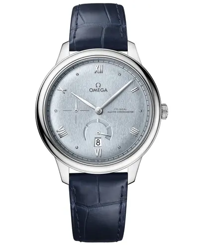 Omega De Ville Prestige Co-Axial Chronometer Power Reserve 41mm Automatic Blue Dial Leather Strap Men's Watch Models: 434.13.41.21.03.001, 43413412103001 (blue, arb10559)