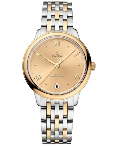 Omega De Ville Prestige Co-Axial Master Chronometer 34mm Automatic Champagne Dial Yellow Gold and Steel Women's Watch Article: 434.20.34.20 434.20.34.20.08.001 (arb10576)