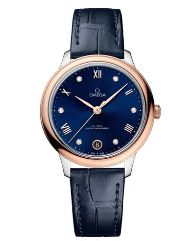 Omega De Ville Prestige Co-Axial Master Chronometer 43423342053001 Blue Diamond Dial, Leather Strap, Stainless Steel Case 434.23.34.20.53.001 (blue, arb10599)