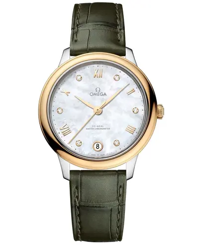 Omega De Ville Prestige Co-Axial Master Chronometer Model 434.2 Mother of Pearl Diamond Dial 18K Gold Bezel Women's Watch 434.23.34.20.55.002 (arb10601)