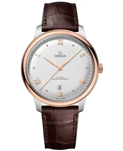 Omega De Ville Prestige Co-Axial Master Chronometer 40mm Auto Silver Dial Brown Leather Strap Men's Watch Model 43423402002001 434.23.40.20.02.001 (arb10604)