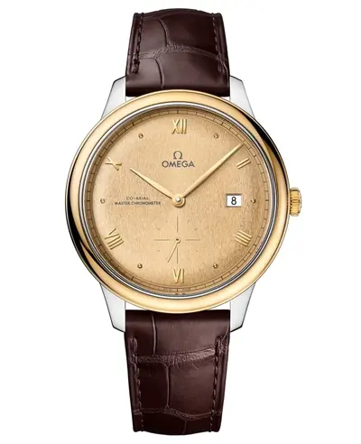 Omega De Ville Prestige Co-Axial Master Chronometer Champagne Dial Brown Leather Strap 41mm Automatic Men's Watch 434.23.41.20.08.001 (arb10611)