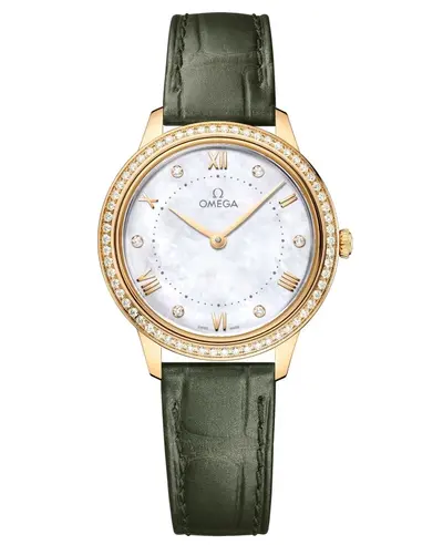 Omega De Ville Prestige 434.58.30 Quartz Watch Mother of Pearl Dial Diamond Bezel 434.58.30.60.55.002 (arb10634)