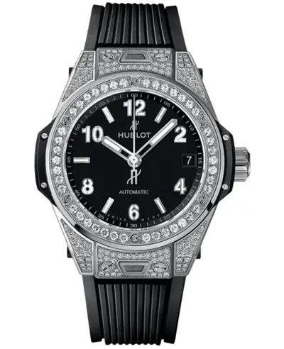 Hublot Big Bang One Click Automatic Black Dial Diamond Set Rubber Strap Men's Watch Model 465.SX.1170.RX.1604 (black, arb10696)